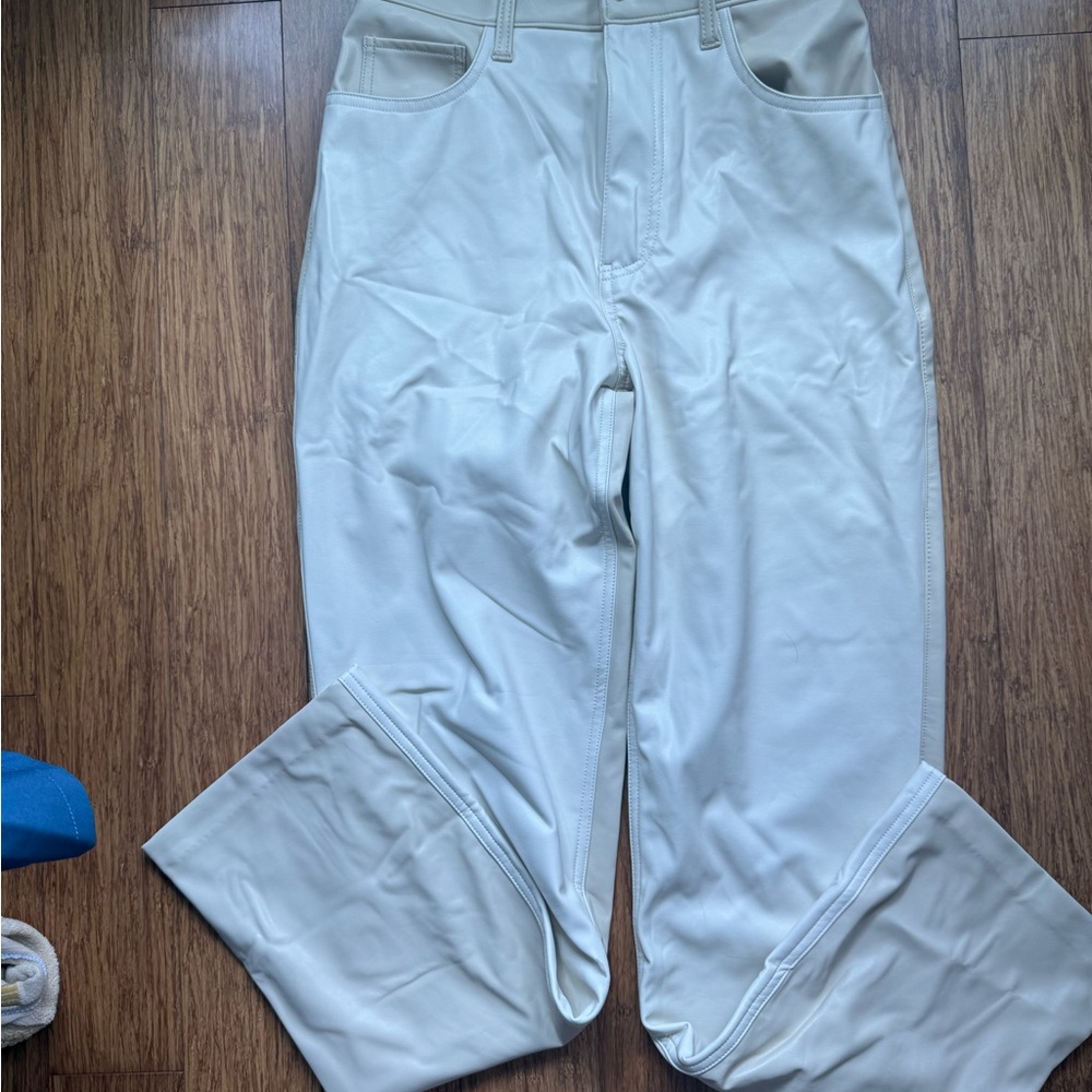 Abercrombie & Fitch Womens multi tone leather high rise pants